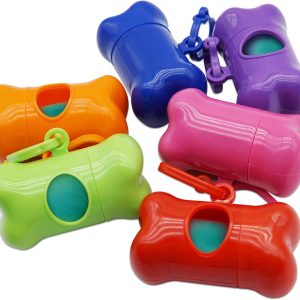 Dog Poop Bag, Set of 6 Bone Shaped Dispensers + 90pcs Pet Waste Bags, Dog Waste Bags, Bulk Poop Bags on a roll, Clean up Poop Bag